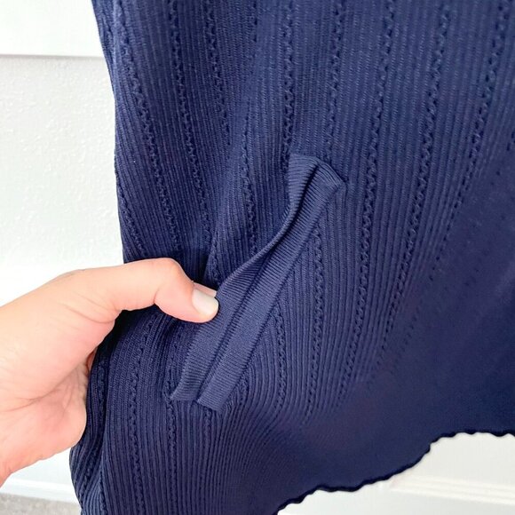 Zara Knit Navy Blue Mini Dress with Gold Buttons Size L - Picture 4 of 9